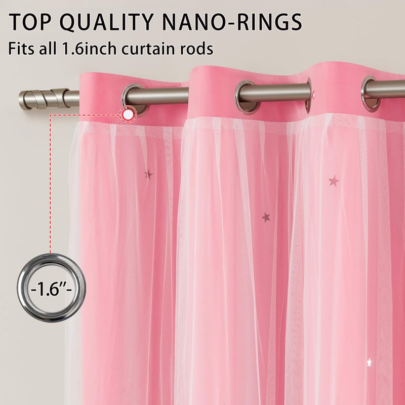 XiDi Pink Blackout Curtains, Room Darkening Curtains for Girls Bedroom, Kids Room, Hot Pink Decor, 1 Panel Set - Image 2