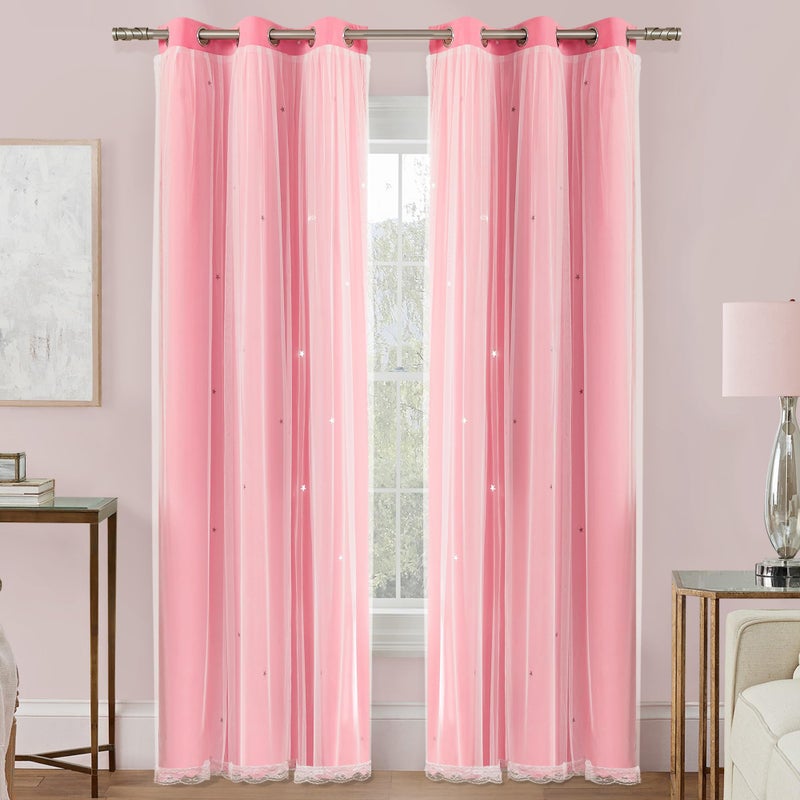 XiDi Pink Blackout Curtains, Room Darkening Curtains for Girls Bedroom, Kids Room, Hot Pink Decor, 1 Panel Set - Image 1
