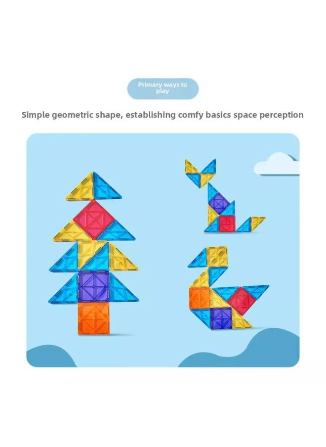 Color Window Magnetic Piece Building Blocks Children's Educational Toys Transparent Construction Piece Assembled Boys And Girls 61 Gifts Wholesale-Specifications:15-piece Experience Pack (square 10 + Triangle 5) - Image 2