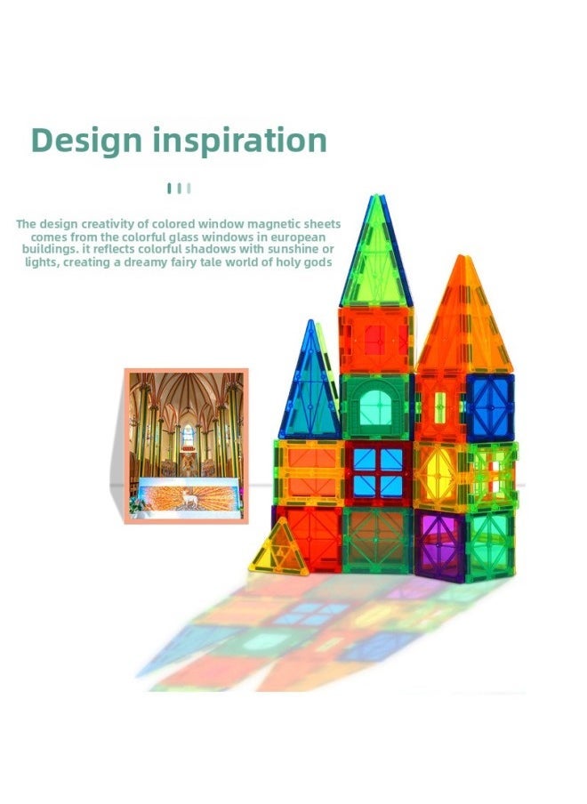 Color Window Magnetic Piece Building Blocks Children's Educational Toys Transparent Construction Piece Assembled Boys And Girls 61 Gifts Wholesale-Specifications:15-piece Experience Pack (square 10 + Triangle 5) - Image 4