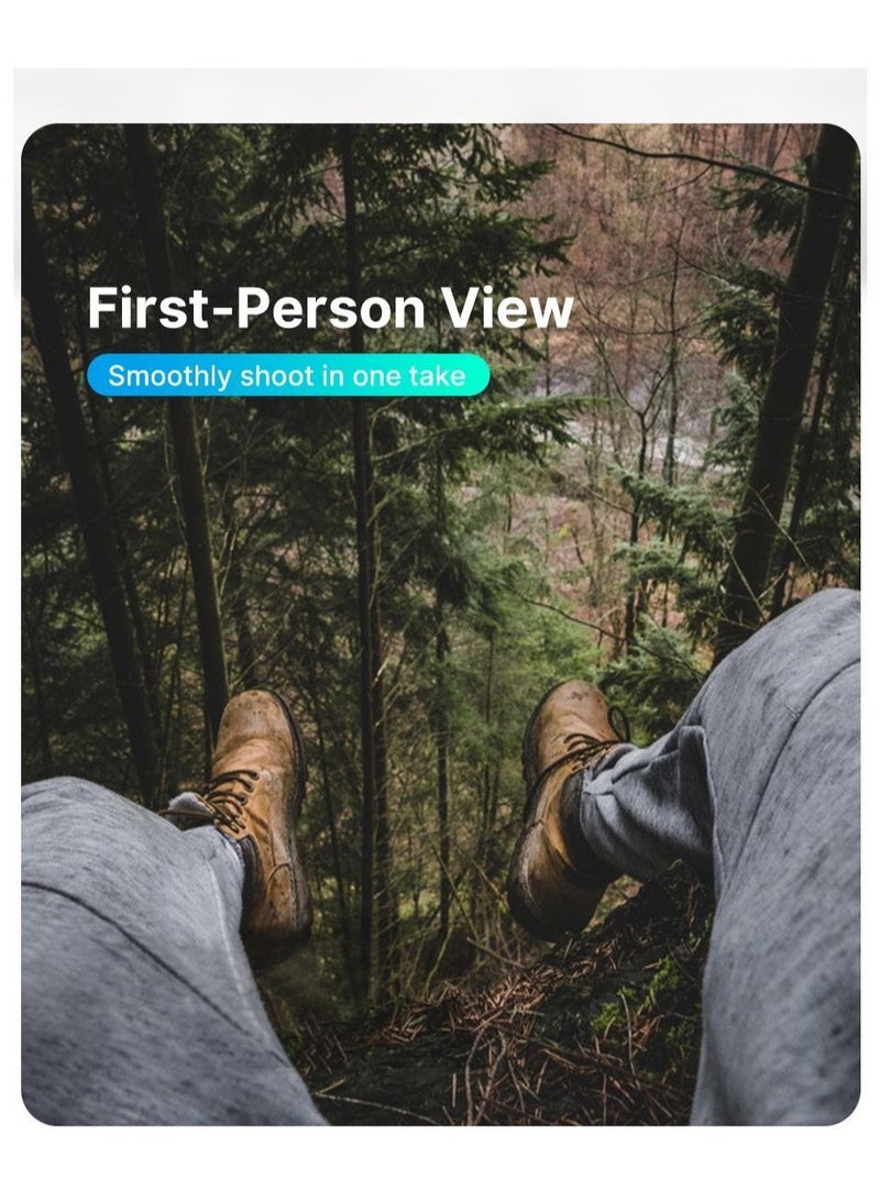 حامل كاميرا الحركة على الرقبة للمناظر الطبيعية/ التصوير الذاتي، حامل رقبة قابل للتمدد للدراجات الهوائية/ السفر، متوافق مع GoPro MAX Hero، DJI، SJCAM والهواتف النقالة (أسود) - Image 2