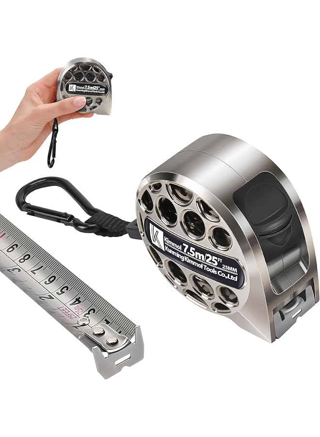 إيروريكس شريط قياس 7.5 متر 25 قدمًا من الفولاذ المقاوم للصدأ مقاوم للتآكل مسطرة مترية قابلة للسحب بمقياس مزدوج الجوانب مقاوم للماء محمول قابل للسحب للاستخدام المنزلي والزراعي والصناعي والنجارة - Image 1