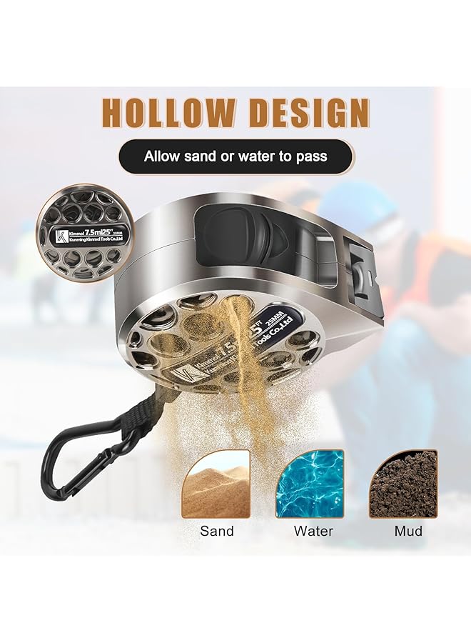 إيروريكس شريط قياس 7.5 متر 25 قدمًا من الفولاذ المقاوم للصدأ مقاوم للتآكل مسطرة مترية قابلة للسحب بمقياس مزدوج الجوانب مقاوم للماء محمول قابل للسحب للاستخدام المنزلي والزراعي والصناعي والنجارة - Image 3