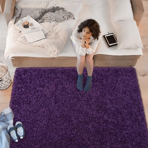 Softlife Rugs for Bedroom 4x5.3 Feet Purple Area Rug for Living Room Super Soft Shaggy Rugs for Dorm Fluffy Fuzzy Carpets Long Plush Bedside Rug Nursery Girls Boys Kids Room Home Christmas Decoration - Image 3