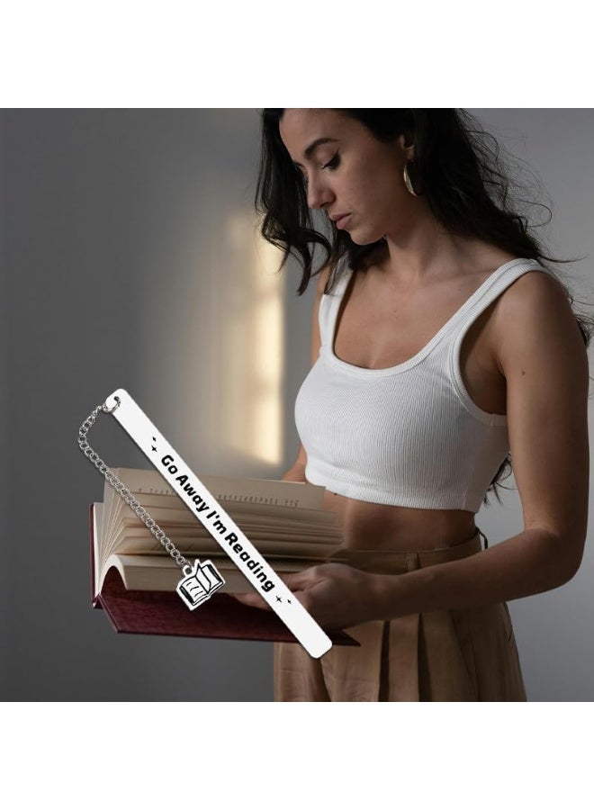 Gifts for Book Lovers Funny Bookmarks for Women Men Birthday Gifts for Readers Bookworm Gifts for Women Men Funny Gift for Book Club Friends Daughter Son Bookmark - Go Away I'm Reading - Image 3