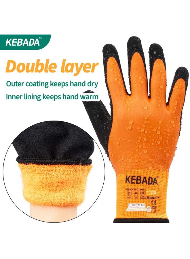 Kebada Waterproof Winter Gloves for Men And Women, Latex Coating Cold Weather Soft Work Gloves, Double Layer Warm Waterproof Gloves - Image 3