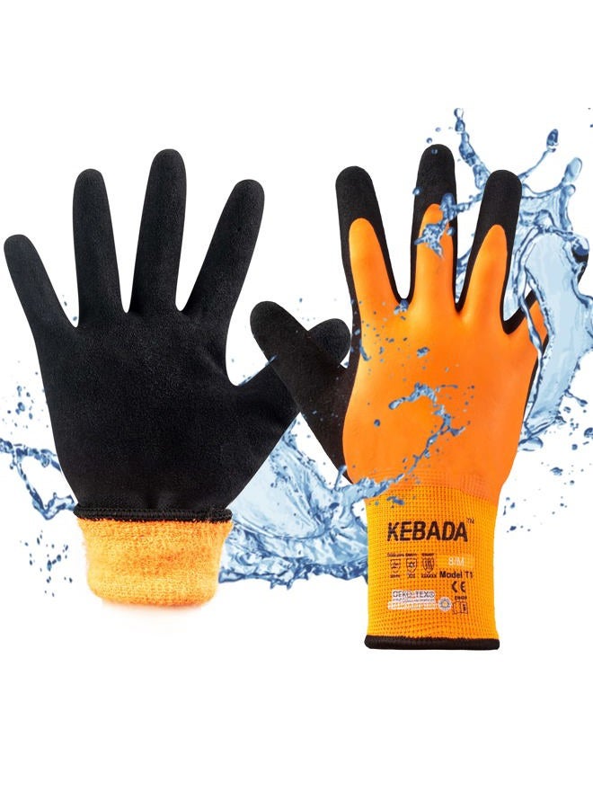 Kebada Waterproof Winter Gloves for Men And Women, Latex Coating Cold Weather Soft Work Gloves, Double Layer Warm Waterproof Gloves - Image 1