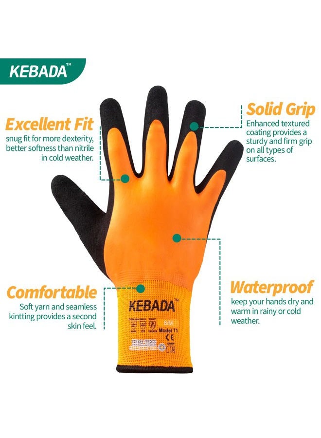 Kebada Waterproof Winter Gloves for Men And Women, Latex Coating Cold Weather Soft Work Gloves, Double Layer Warm Waterproof Gloves - Image 2