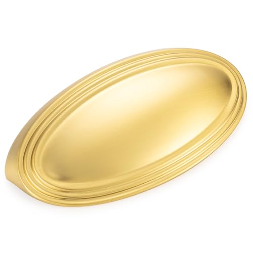 KOOFIZO 10 Pack 3 Inch Drawers Pulls Brushed Gold Cabinet Handles Gold Cabinet Cup Pulls for Kitchen Cabinets P33 Drawer Dresser Cupboard Bedroom Bathroom - Image 1