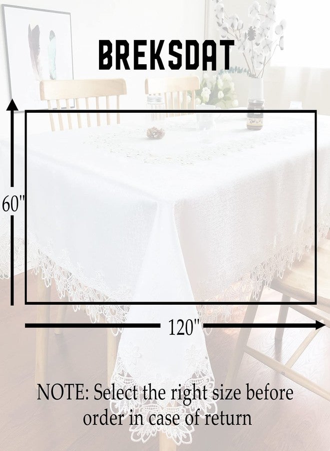 BrekSdat Lace Tablecloth for Rectangle Dining Tables 60 x 120 Inches White Peonies Lace Vintage for Holiday Party Wedding Fabric Washable Fabric for Banquet - Image 5
