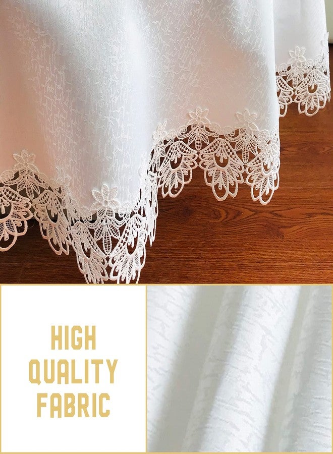 BrekSdat Lace Tablecloth for Rectangle Dining Tables 60 x 120 Inches White Peonies Lace Vintage for Holiday Party Wedding Fabric Washable Fabric for Banquet - Image 4