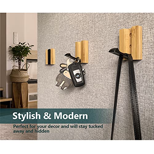 JSVER Wooden Wall Hooks 4PCS Wall Mounted Wall Hooks, Single Organizer Hook Rack, Folding Wood Wall Hangers, Wall Coat Rack Hooks for Hanging Clothes, Hats, Bags, Towels, Keys - Image 2