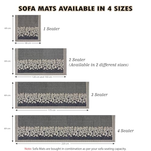 Nendle Superior Velvet Floral Sofa Mat 5 Seater Set Durable Protector for Living Room Mat 3 Seater and 2 Seater, Suitable for L Shape, Sectional and U Shape Sofa (Grey, Pack of 2) - Image 4