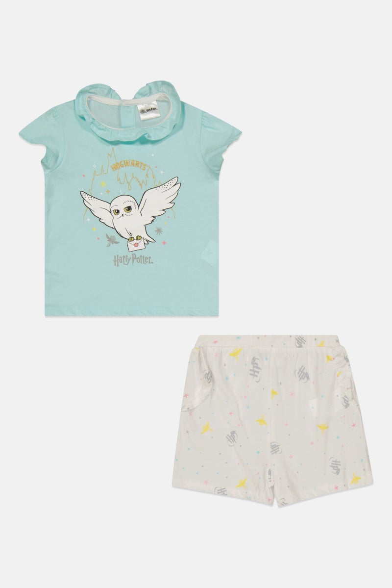 Harry Potter Toddlers Girl Graphic Print Top And Bottom, White - Image 1