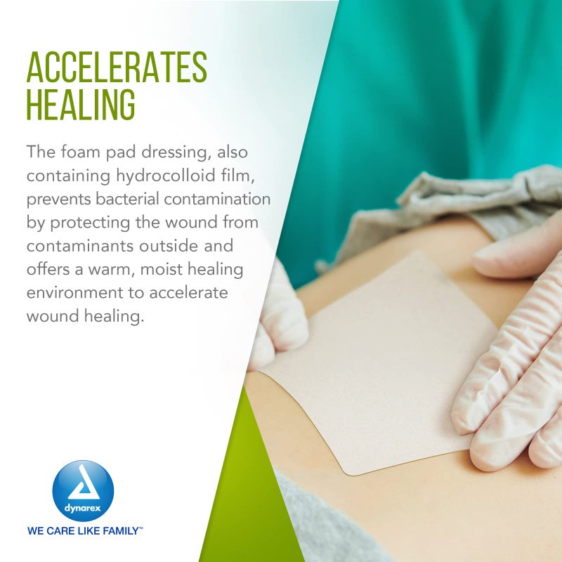 Dynarex 3012 CuraFoam Foam Dressing, Non-Bordered, Sterile, Provides Cushioned and Moist Wound Care, 4" x 4.25", Pack of 10 - Image 5