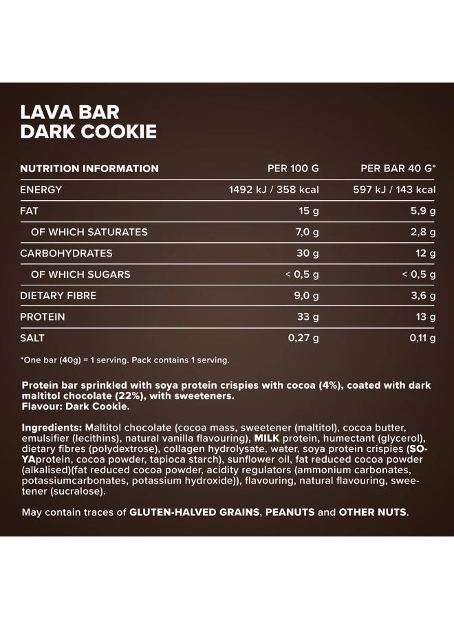 IronMaxx Lava Protein Bar 18x40g | Dark Cookie Flavour, Creamy Core, High Protein, Low Sugar - Image 5