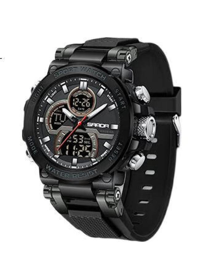 Sanda Men'S Digital Watch, Student Sports Waterproof Luminous Watch For Middle And High School Students, Teenagers, Steel Trendy Dual Display Wristwatch - Image 1