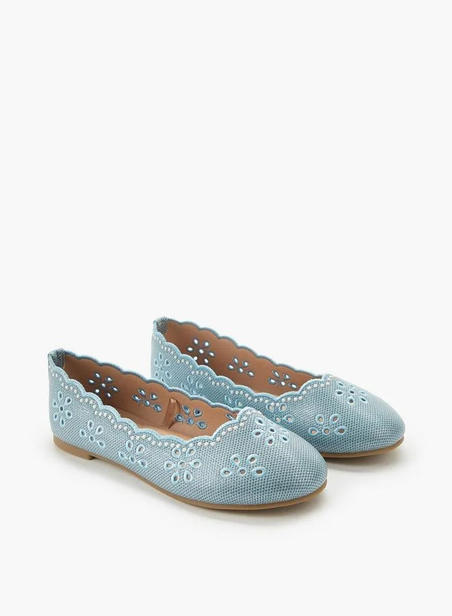 Little Missy BLUE Girls Laser Cut Ballerina Shoes for Women | Best Price UAE