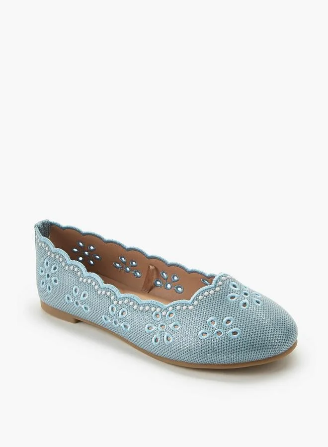 Little Missy BLUE Girls Laser Cut Ballerina Shoes for Women | Best Price UAE