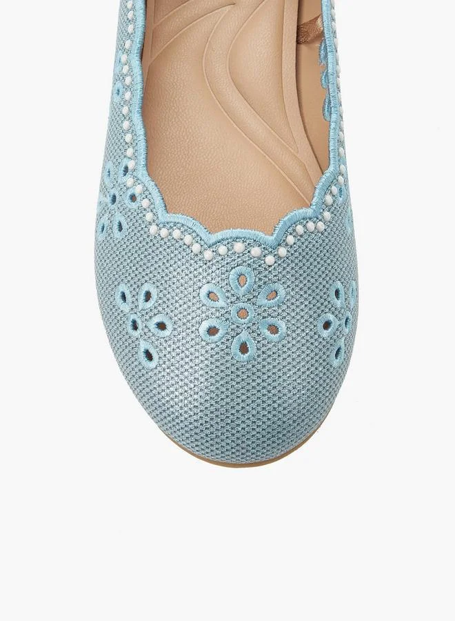 Little Missy BLUE Girls Laser Cut Ballerina Shoes for Women | Best Price UAE