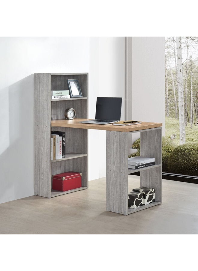 DANUBE HOME طاولة كمبيوتر Haslem مكتب مكتب محطة عمل حديثة للكمبيوتر المحمول طاولة ألعاب خشبية طاولة دراسة للمنزل وغرفة المعيشة وغرفة النوم L 121 × العرض 47 × الارتفاع 121 سم رمادي / بيج  - Image 1