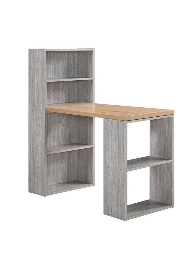 DANUBE HOME طاولة كمبيوتر Haslem مكتب مكتب محطة عمل حديثة للكمبيوتر المحمول طاولة ألعاب خشبية طاولة دراسة للمنزل وغرفة المعيشة وغرفة النوم L 121 × العرض 47 × الارتفاع 121 سم رمادي / بيج  - Image 2