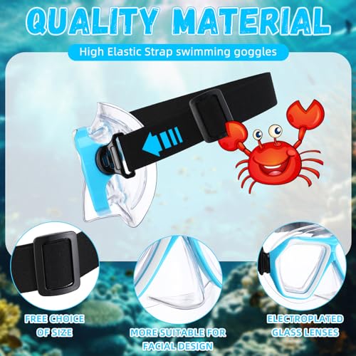 Fabbay 4 Pcs Adult Swimming Goggles with Nose Cover Snorkel Diving Mask Goggles Swim Mask with Fabric Strap(Classic Colors) - Image 3