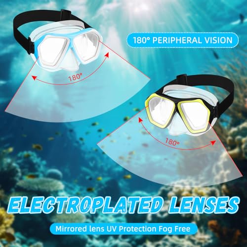 Fabbay 4 Pcs Adult Swimming Goggles with Nose Cover Snorkel Diving Mask Goggles Swim Mask with Fabric Strap(Classic Colors) - Image 4