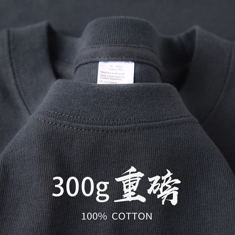 Thick and opaque! Heavyweight 300g pure cotton long-sleeved T-shirt for men and women with solid color student undershirt for autumn and winter - Image 2
