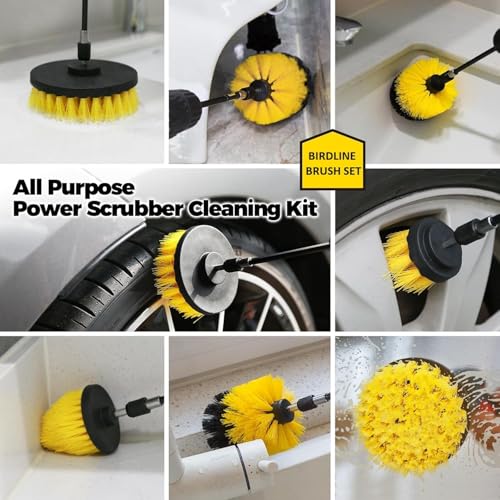 Kriq 4 Pcs Scrubbing Brush,Power Spin Scrubber Cleaning Brush Kit for Bathroom Surfaces,Grout,Floor,Tub,Shower,Tile,Corners,Kitchen,Chimney,Automotive-Fits Most Drills. (Without Drill Machine),Yellow - Image 4