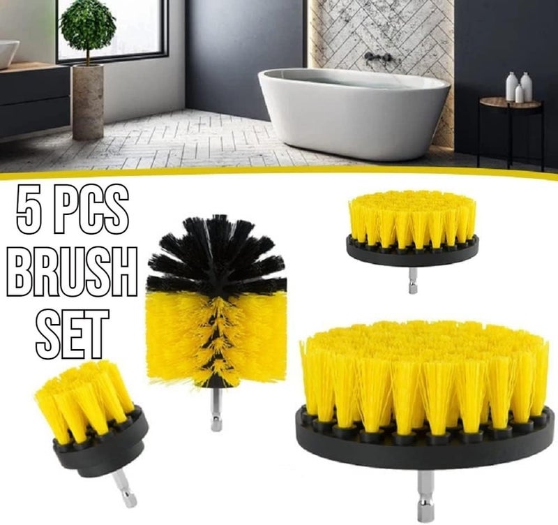 Kriq 4 Pcs Scrubbing Brush,Power Spin Scrubber Cleaning Brush Kit for Bathroom Surfaces,Grout,Floor,Tub,Shower,Tile,Corners,Kitchen,Chimney,Automotive-Fits Most Drills. (Without Drill Machine),Yellow - Image 3