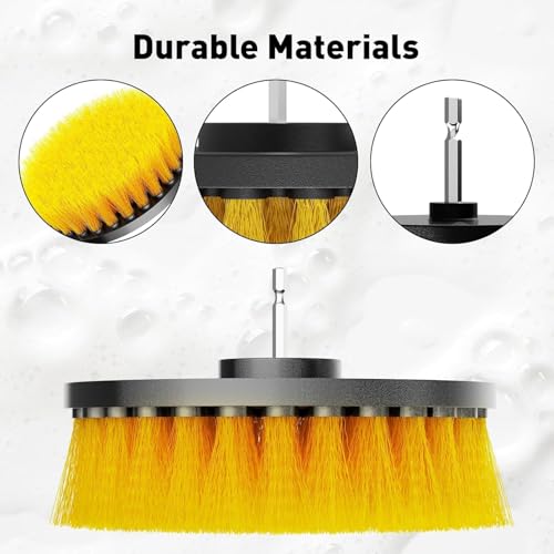 Kriq 4 Pcs Scrubbing Brush,Power Spin Scrubber Cleaning Brush Kit for Bathroom Surfaces,Grout,Floor,Tub,Shower,Tile,Corners,Kitchen,Chimney,Automotive-Fits Most Drills. (Without Drill Machine),Yellow - Image 5