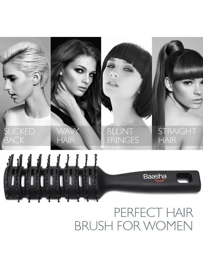 Baasha Hair Brush, Vented Brush For Blow Drying, Mens Short Hair Brush With Ball Tipped Bristles, Best For Wet Or Dry Hair - Black - Image 5