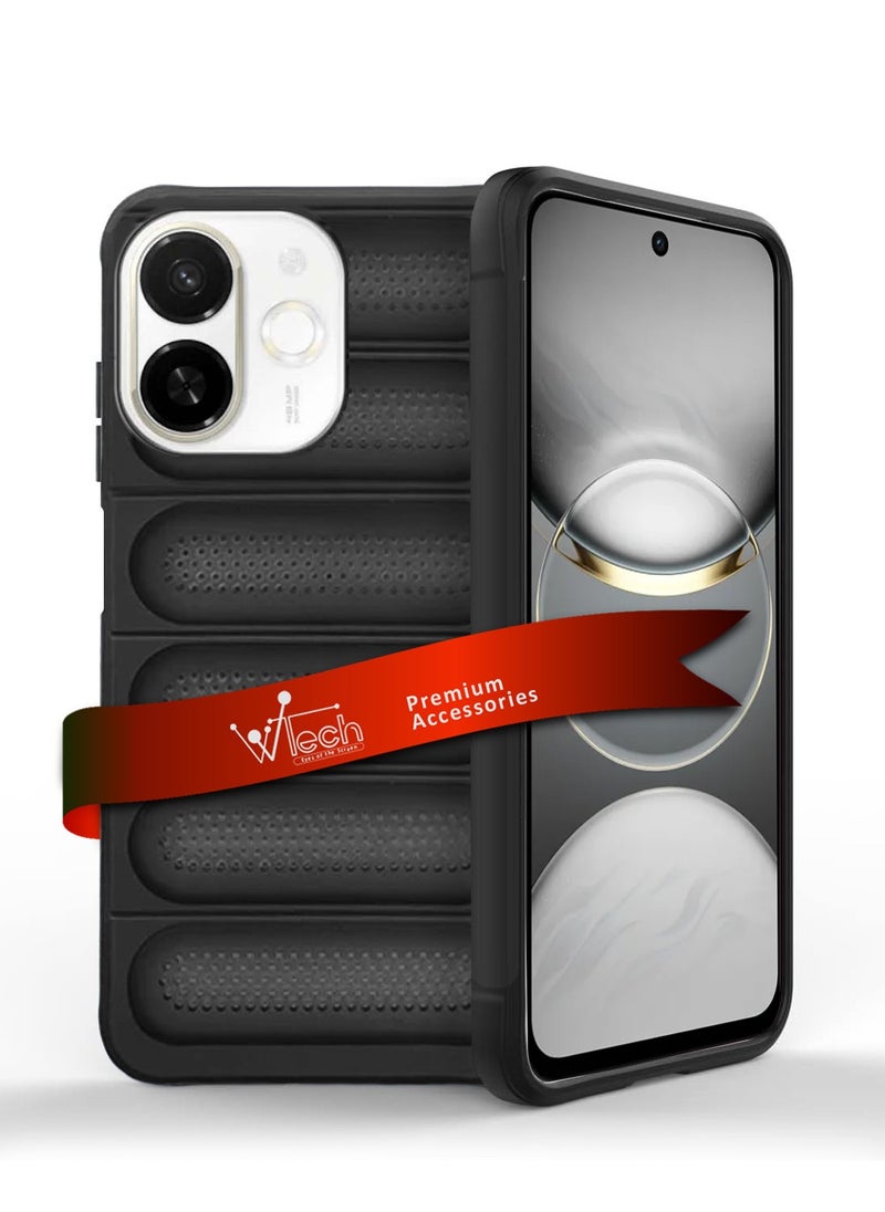 Wtech - Tecno Spark 30C 5G 2024 Premium Translucent within Air Bag TPU with Band Texture Case Cover - Black - Image 1