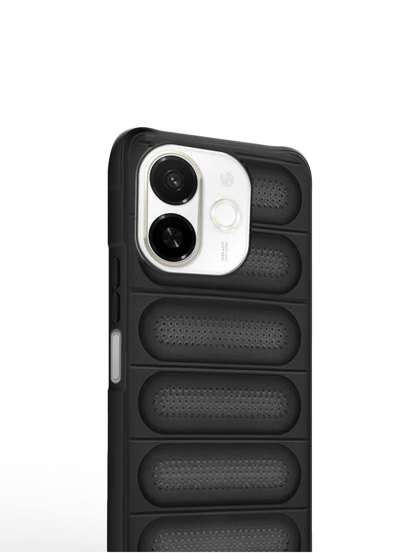 Wtech - Tecno Spark 30C 5G 2024 Premium Translucent within Air Bag TPU with Band Texture Case Cover - Black - Image 1