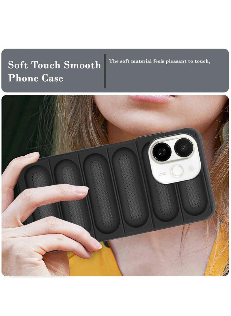 Wtech - Tecno Spark 30C 5G 2024 Premium Translucent within Air Bag TPU with Band Texture Case Cover - Black - Image 1