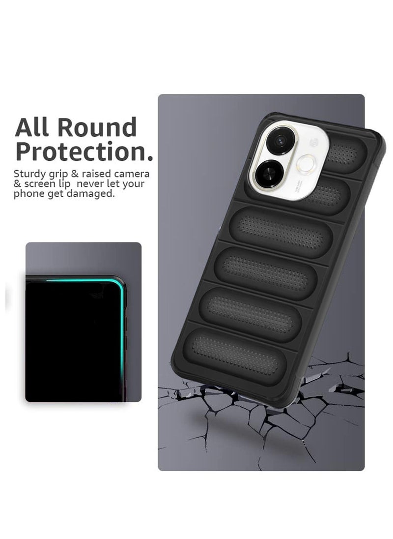 Wtech - Tecno Spark 30C 5G 2024 Premium Translucent within Air Bag TPU with Band Texture Case Cover - Black - Image 1
