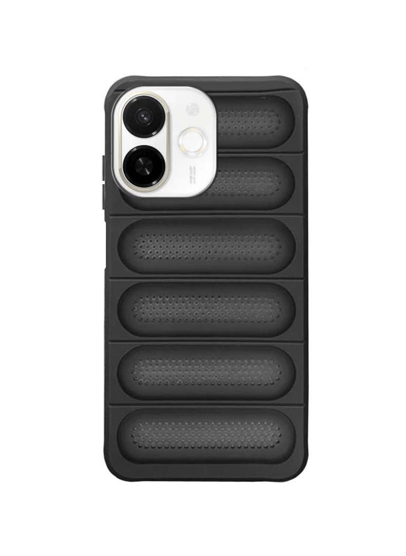 Wtech - Tecno Spark 30C 5G 2024 Premium Translucent within Air Bag TPU with Band Texture Case Cover - Black - Image 1
