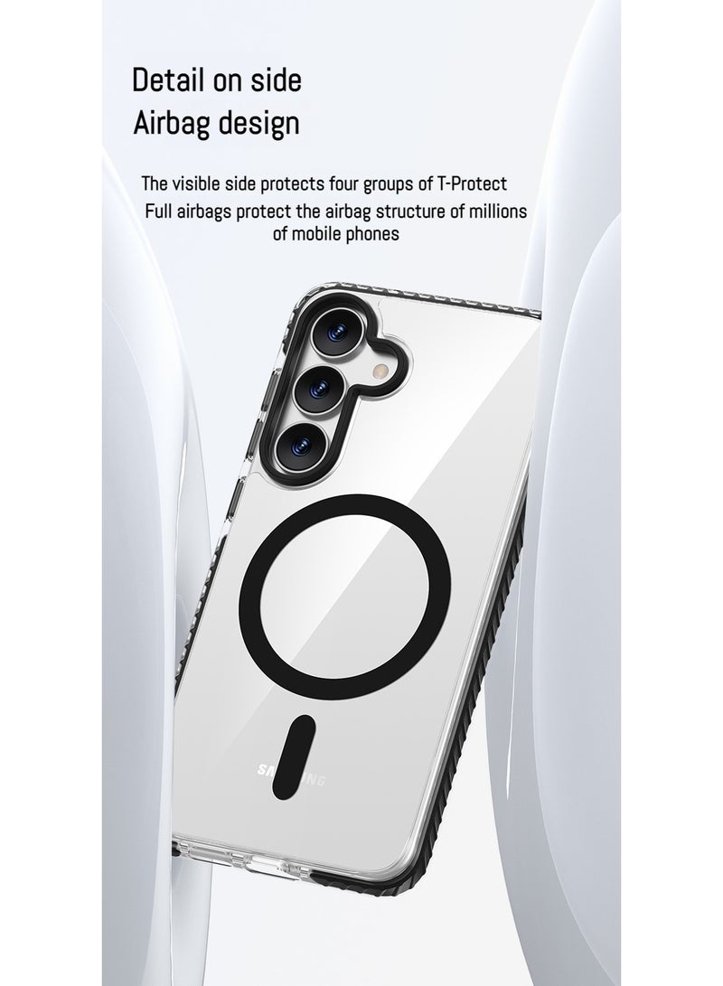 cas:pecae Samsung Galaxy S25 series two-color transparent magnetic shockproof mobile phone case + 2 pieces of special tempered film | mobile phone protection set
