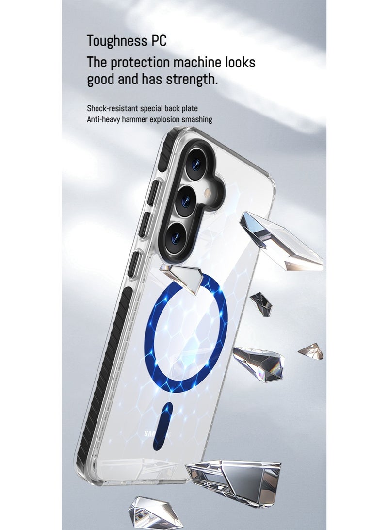 cas:pecae Samsung Galaxy S25 series two-color transparent magnetic shockproof mobile phone case + 2 pieces of special tempered film | mobile phone protection set