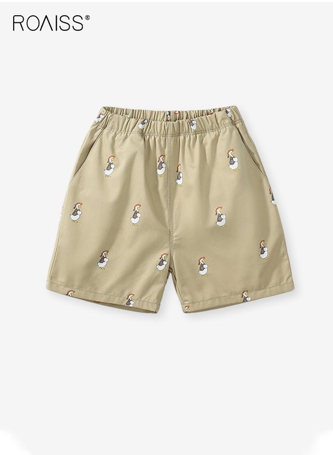 roaiss Toddler Boys Summer Cotton Shorts with Pockets, Casual Shorts with Cartoon Patterns, Summer Elastic Waist Short Pants for Toddlers, Suitable for Pairing with Various Tops  - Image 1