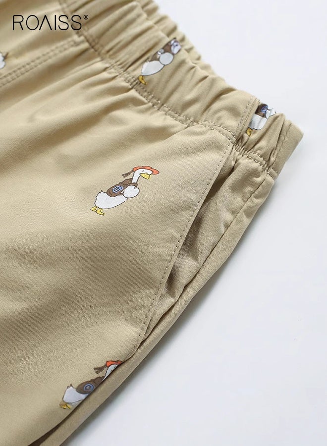 roaiss Toddler Boys Summer Cotton Shorts with Pockets, Casual Shorts with Cartoon Patterns, Summer Elastic Waist Short Pants for Toddlers, Suitable for Pairing with Various Tops  - Image 3