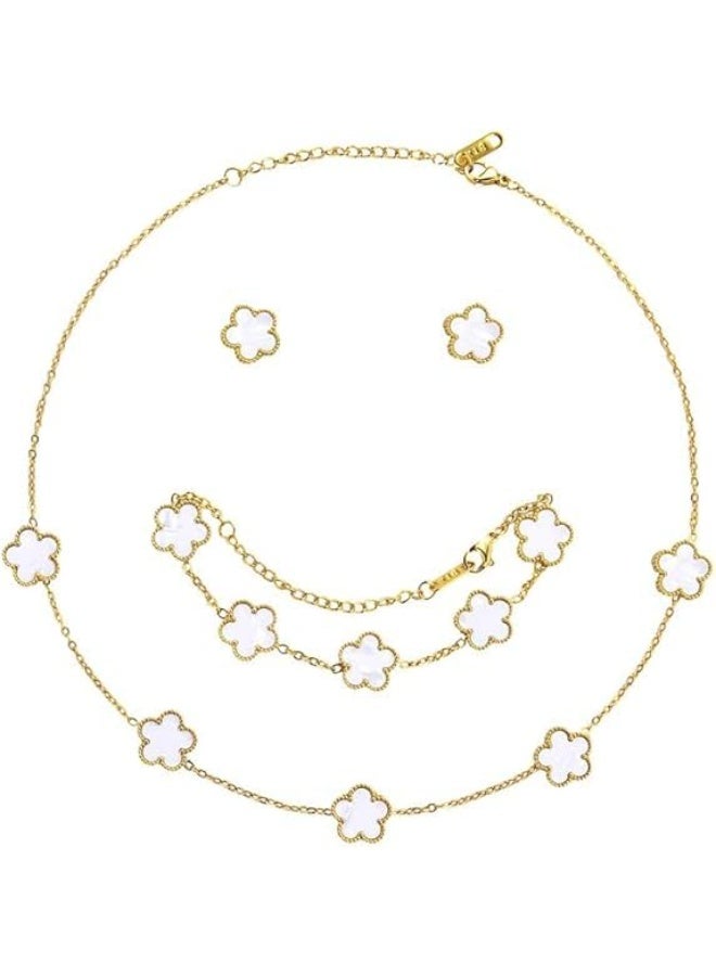 Fayrouz Jewellery Women's and girls' jewelry set, stainless steel, necklace, earrings, and adjustable bracelet, 3 pieces, from Fairuz Jewelry  - Image 1