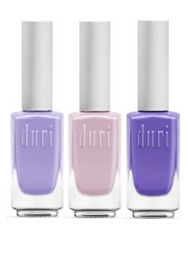 duri Nail Polish, DURI-204 Love Is Blind, 3 Piece Set, Light Purple, Light Pink, Purple Combo, Glossy Finish, Quick Drying, 0.45 Fl Oz each - Image 1