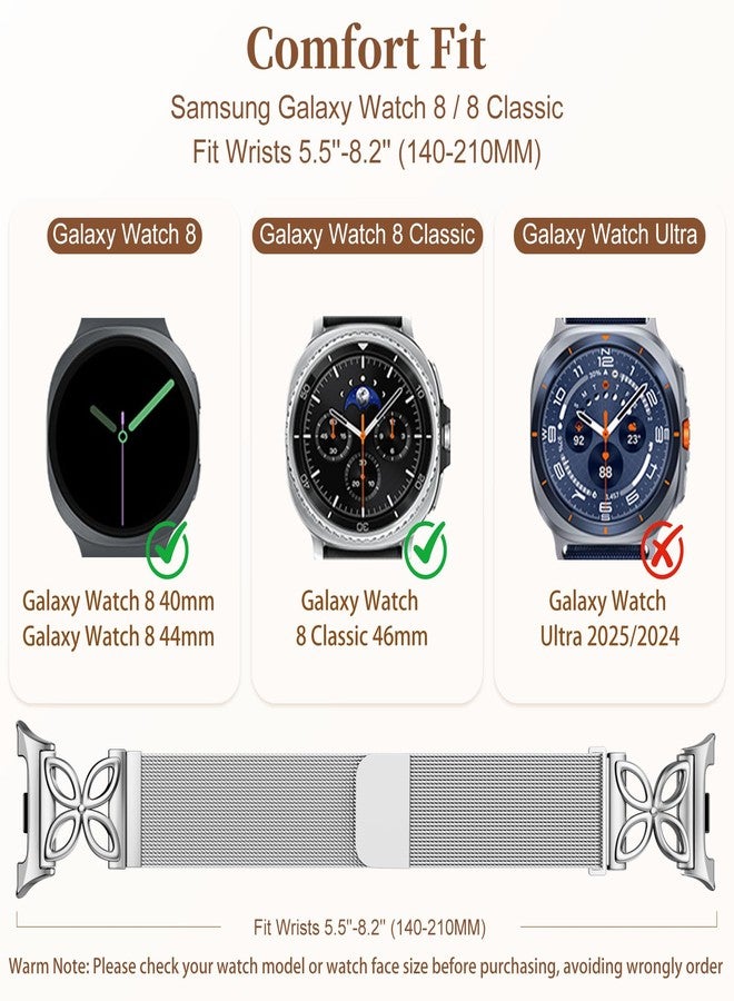 Getino Magnetic Metal Band Compatible with Galaxy Watch 8 / Watch 8 Classic Band, Milanese Floral Dressy Strap for Samsung Watch Bands Women 40mm 44mm 46mm - Image 5