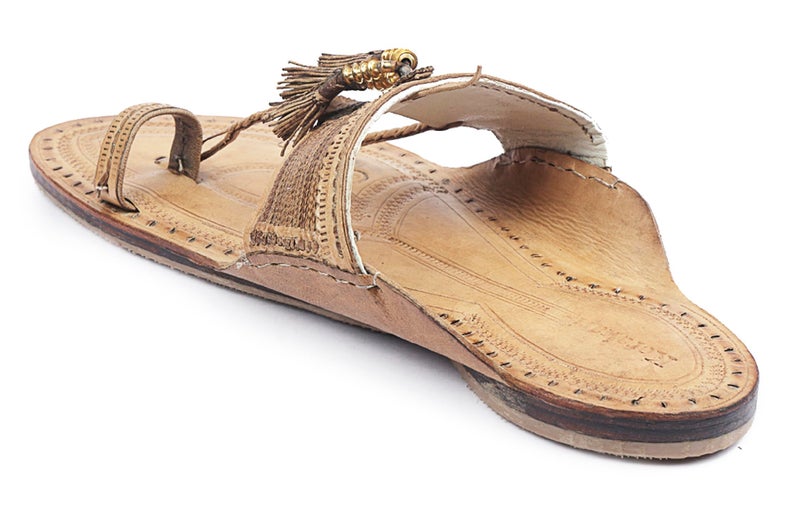 KORAKARI Mens Natural Handmade Kolhapuri Chappal Braids Smooth and Comfortable Stylish Durable Anti Slip Design Flip Flops Slippers Genuine Leather Traditional Indian Footwear (UK-07) - Image 3