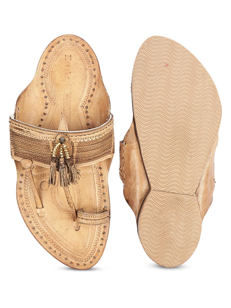 KORAKARI Mens Natural Handmade Kolhapuri Chappal Braids Smooth and Comfortable Stylish Durable Anti Slip Design Flip Flops Slippers Genuine Leather Traditional Indian Footwear (UK-07) - Image 5