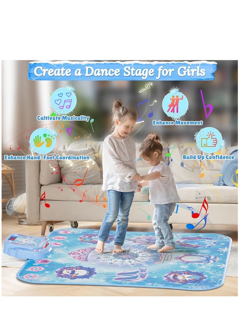 Electronic Dancing Mat for Kids, Dance Mat with Wireless Bluetooth Function, Girls Musical Mat with LED light, Built-in Music, 4 Fun Game Modes, 9 Challenge Levels