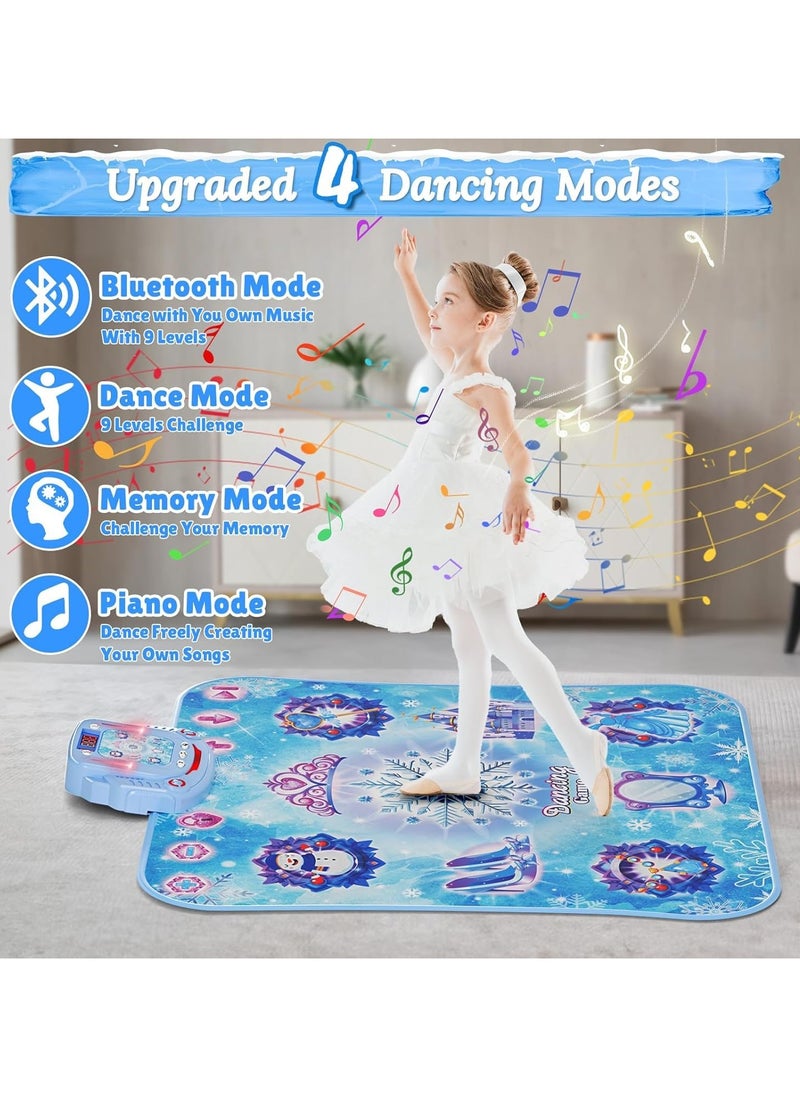 Electronic Dancing Mat for Kids, Dance Mat with Wireless Bluetooth Function, Girls Musical Mat with LED light, Built-in Music, 4 Fun Game Modes, 9 Challenge Levels