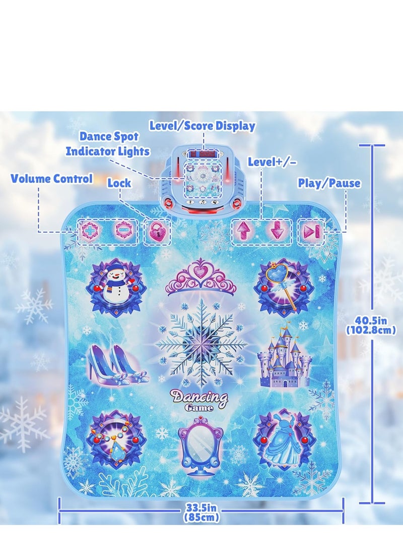 Electronic Dancing Mat for Kids, Dance Mat with Wireless Bluetooth Function, Girls Musical Mat with LED light, Built-in Music, 4 Fun Game Modes, 9 Challenge Levels